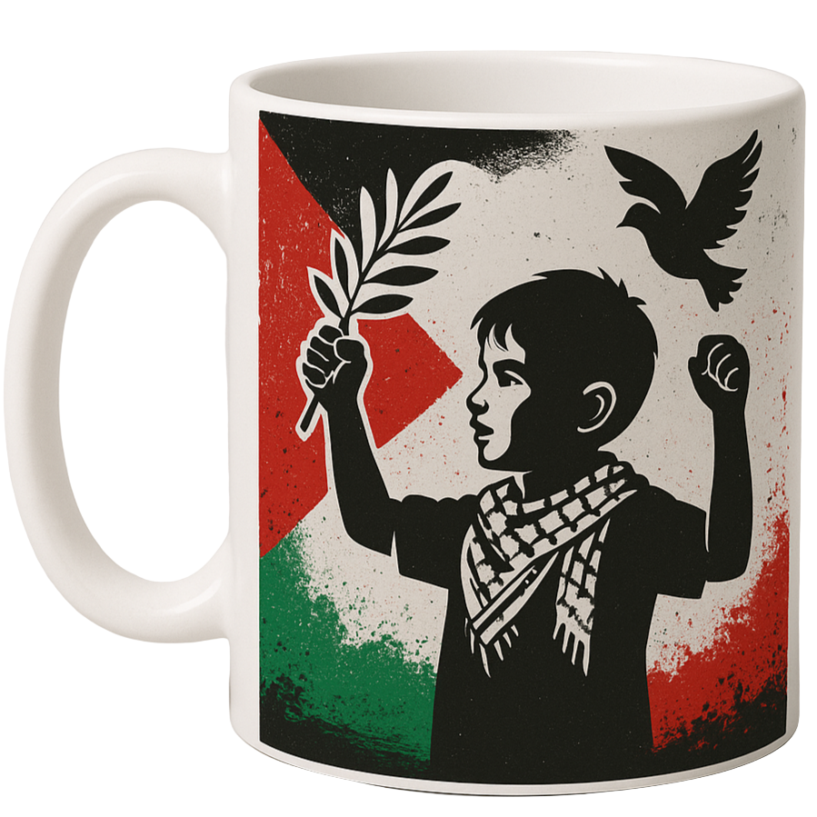 Palestinian Spirit Resistance Mug – Olive Branch & Dove Design